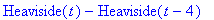 Heaviside(t)-Heaviside(t-4)