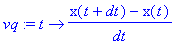 vq := t -> (x(t+dt)-x(t))/dt