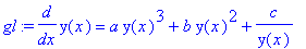 gl := diff(y(x),x) = a*y(x)^3+b*y(x)^2+c/y(x)