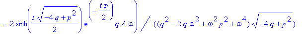 z := (exp(-1/2*t*p)*cosh(1/2*t*(-4*q+p^2)^(1/2))*y(0)*(-4*q+p^2)^(1/2)*q^2-2*exp(-1/2*t*p)*cosh(1/2*t*(-4*q+p^2)^(1/2))*y(0)*(-4*q+p^2)^(1/2)*q*omega^2+exp(-1/2*t*p)*cosh(1/2*t*(-4*q+p^2)^(1/2))*y(0)*(...