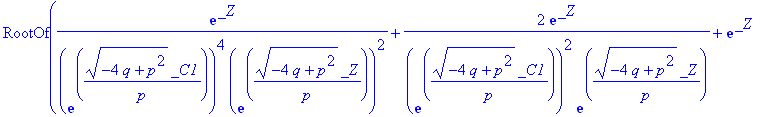 sol := y2(y1) = -y1*(p*exp(-(2*_C1+RootOf(exp(_Z)/exp((-4*q+p^2)^(1/2)/p*_C1)^4/exp((-4*q+p^2)^(1/2)/p*_Z)^2+2*exp(_Z)/exp((-4*q+p^2)^(1/2)/p*_C1)^2/exp((-4*q+p^2)^(1/2)/p*_Z)+exp(_Z)-4*y1^2/exp((-4*q+...