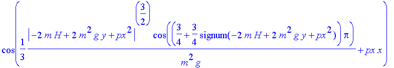 rpsim := exp(1/3*1/m^2/g*abs(-2*m*H+2*m^2*g*y+px^2)^(3/2)*sin((3/4+3/4*signum(-2*m*H+2*m^2*g*y+px^2))*Pi))*cos(1/3*1/m^2/g*abs(-2*m*H+2*m^2*g*y+px^2)^(3/2)*cos((3/4+3/4*signum(-2*m*H+2*m^2*g*y+px^2))*P...