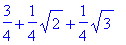 3/4+1/4*sqrt(2)+1/4*sqrt(3)