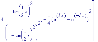 [sin(x)^2, 1-cos(x)^2, 1/2-1/2*cos(2*x), sin(x)^2, ...