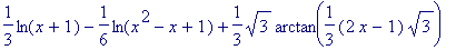 1/3*ln(x+1)-1/6*ln(x^2-x+1)+1/3*sqrt(3)*arctan(1/3*...
