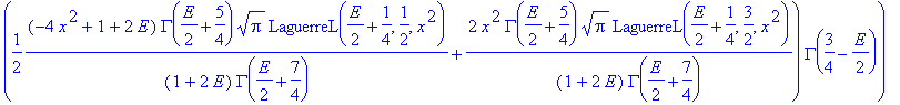 -1/2*(x^2)^(1/4)*(-_C1*csgn(x)*x*(1/2*(-4*x^2+1+2*E)/(1+2*E)/GAMMA(1/2*E+7/4)*GAMMA(1/2*E+5/4)*Pi^(1/2)*LaguerreL(1/2*E+1/4,1/2,x^2)+2*x^2/(1+2*E)/GAMMA(1/2*E+7/4)*GAMMA(1/2*E+5/4)*Pi^(1/2)*LaguerreL(1...